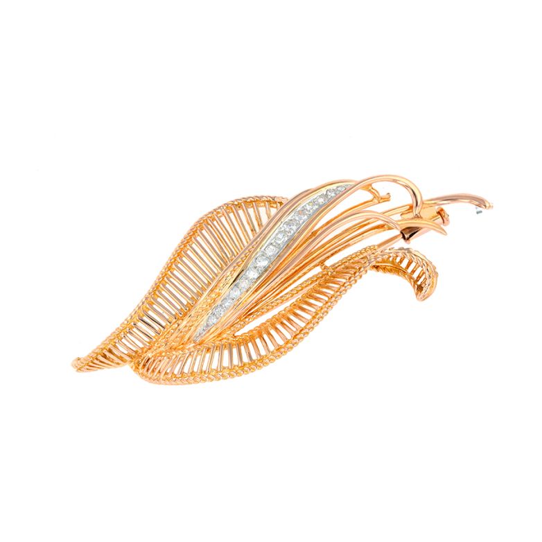 Broche vintage diamants 0.22 carat or jaune 10.76g Comme neuf -  reconditionné disponible sur Gemme Les Bijoux